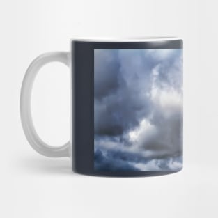 Seagull bird flying over a cloudy blue sky Mug